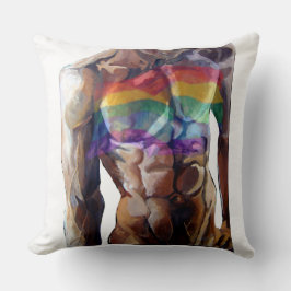Regenbogenflagge der männlichen Torso  Kissen