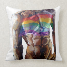 Regenbogenflagge der männlichen Torso  Kissen
