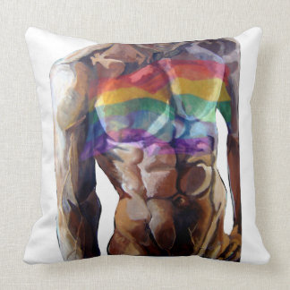 Regenbogenflagge der männlichen Torso  Kissen