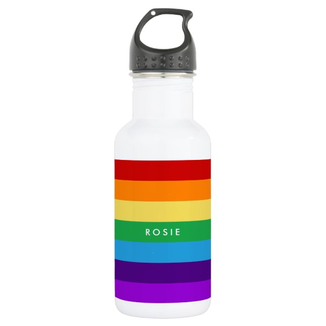 Regenbogenflagge Edelstahlflasche (Vorderseite)