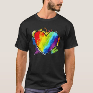 Regenbogenflagge Farbherz LGBTQ+ Lesbisch Gay Prid T-Shirt
