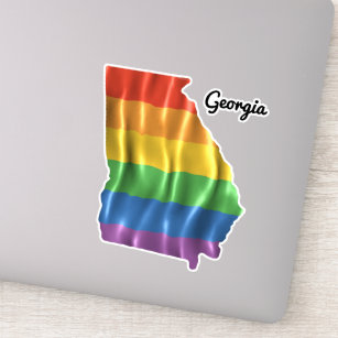 Regenbogenflagge Georgia GA Staat Kontur Aufkleber