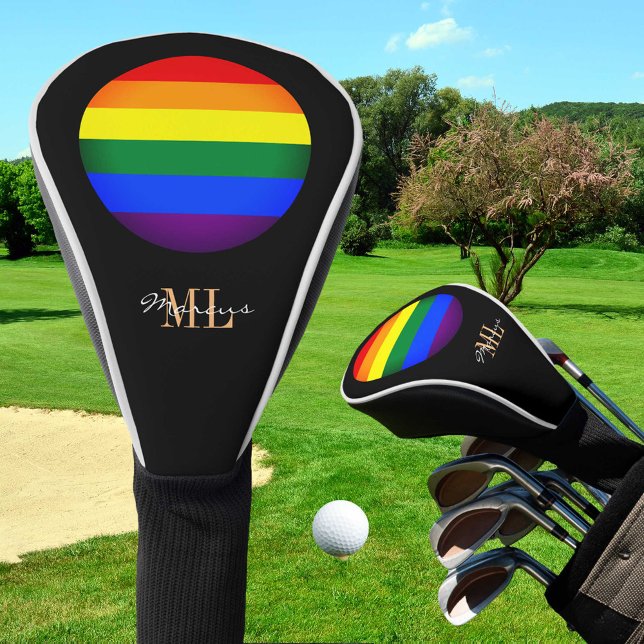 Regenbogenflagge & Golfen mit Monogramm / LGBT Go Golf Headcover (Von Creator hochgeladen)