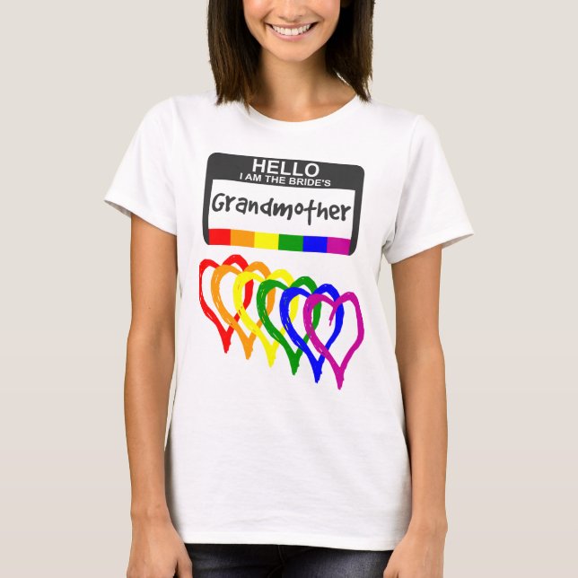 Regenbogenflagge Herts Bride Großmutter Name Abzei T-Shirt (Vorderseite)