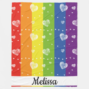 Regenbogenflagge Herz Name Fleece Blanket