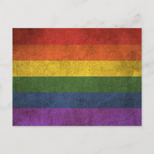 Regenbogenflagge im Vintage-Look mit Gay-Pride-Mot Postkarte