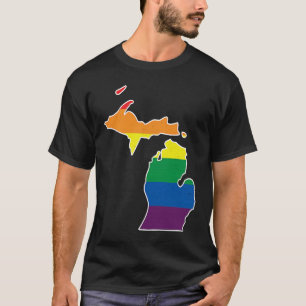 Regenbogenflagge Karte von Michigan Regenbogenst T-Shirt