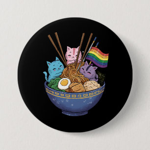 Regenbogenflagge Katzen Ramen Anime Gay Pride Mona Button