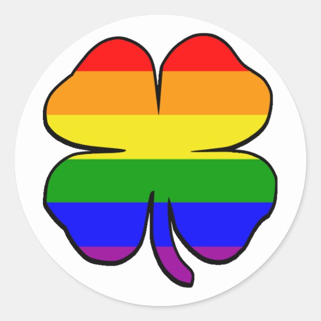 Regenbogenflagge Kleeblatt Runder Aufkleber (Vorderseite)