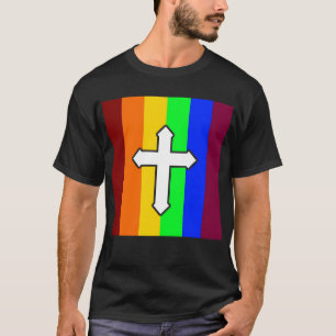 Regenbogenflagge - Kreuz T-Shirt