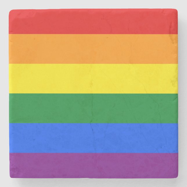 Regenbogenflagge (LGBT) Steinuntersetzer (Vorderseite)