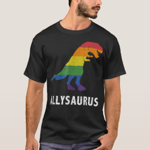 Regenbogenflagge Lgbtq Gay Pride Dinosaur Rex Ally T-Shirt