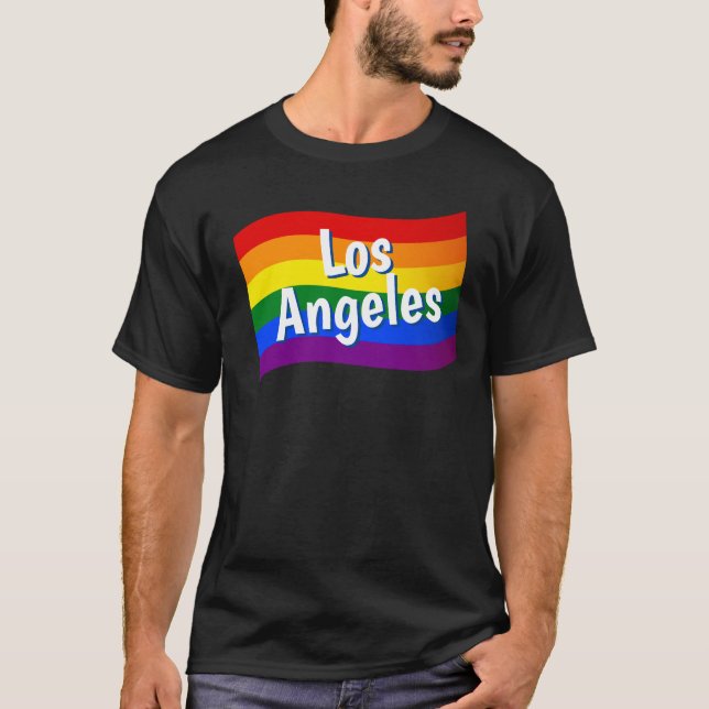 Regenbogenflagge Los Angeles Gay Pride LGBT LGBTQ T-Shirt (Vorderseite)