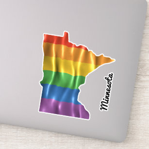 Regenbogenflagge Minnesota MN Staat Kontur Aufkleber
