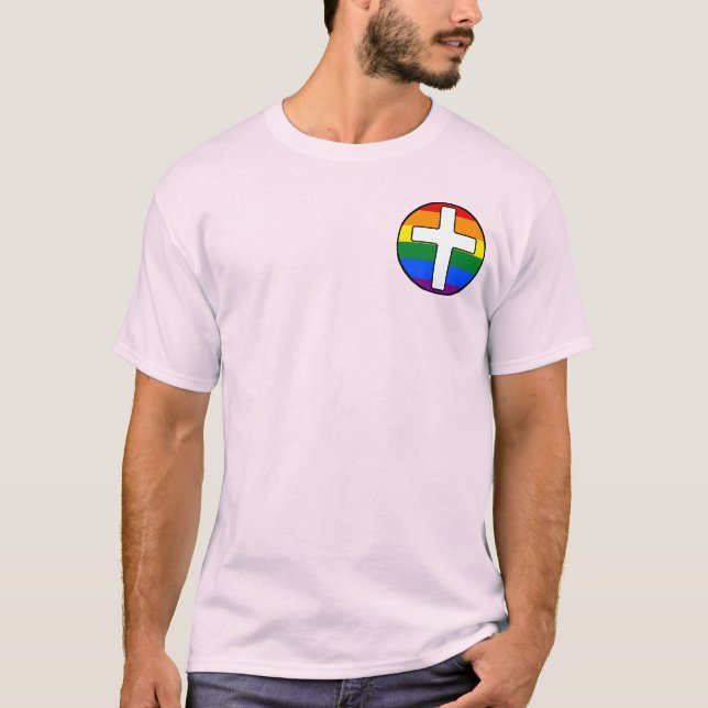 Regenbogenflagge mit Kreuz | Leichtes Shirt | Meld (Vorderseite)