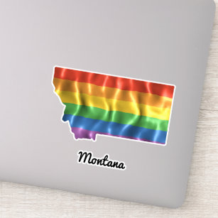 Regenbogenflagge Montana MT Staat Kontur Aufkleber