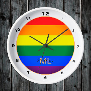 Regenbogenflagge & Pride, LGBT-Community / Geschle Runde Wanduhr