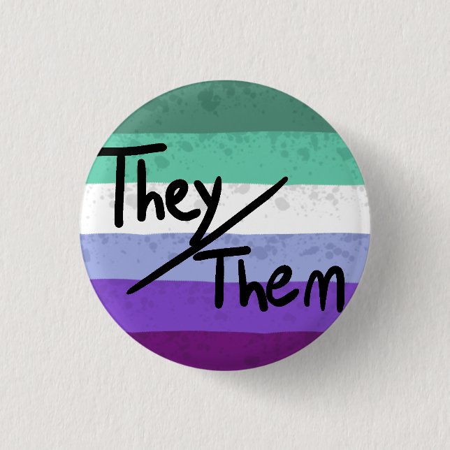 Regenbogenflagge Pronomen Pin they/them Button (Vorderseite)