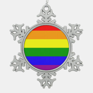 Regenbogenflagge Schneeflocken Zinn-Ornament