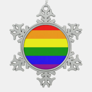 Regenbogenflagge Schneeflocken Zinn-Ornament