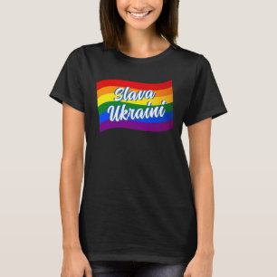 Regenbogenflagge Slava Ukraini Gay Pride LGBT Stol T-Shirt