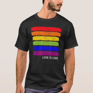 Regenbogenflagge Streifen Gay Pride LGBT Distresse T-Shirt