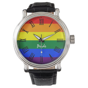 Regenbogenflagge und Blendüberwachung Armbanduhr