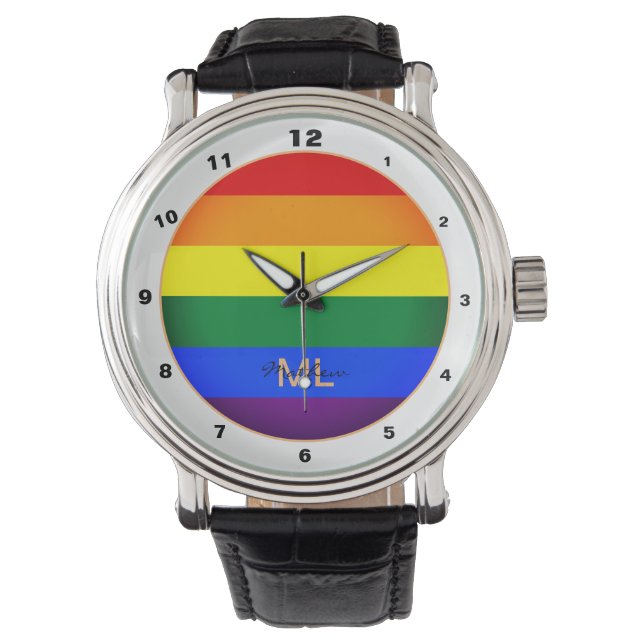 Regenbogenflagge und -stolz, LGBT-Gemeinschaft/Gen Armbanduhr (Vorderseite)