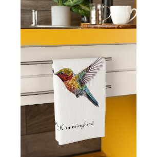 Regenbogenflügel: Lebendige Kolibri-Kunst, individ Geschirrtuch