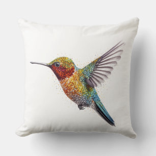 Regenbogenflügel: Lebendige Kolibri-Kunst Kissen
