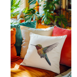 Regenbogenflügel: Lebendige Kolibri-Kunst Kissen