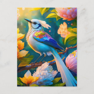 Regenbogenflügeliger Jay-Fantasievogel Postkarte