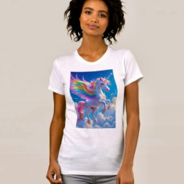 Regenbogenflügeliges tänzelndes Einhorn  T-Shirt
