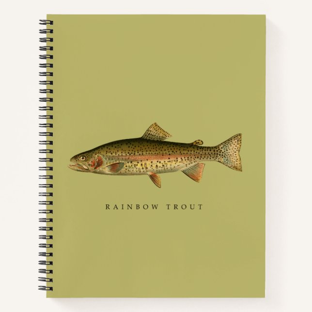 Regenbogenforelle Dunkel Khaki Spiralblock Notizbuch (Vorderseite)