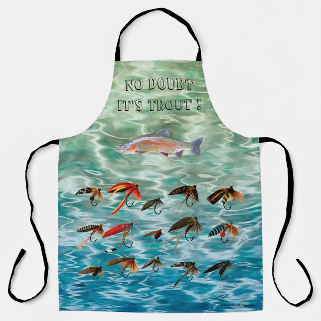 Regenbogenforelle Fisch & Vintage Forellenfliegen  Schürze (Vorderseite)