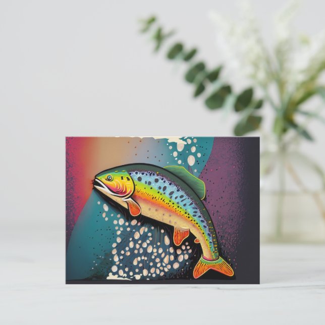 Regenbogenforelle Fischen Anpassbare Natur Lover Postkarte (Stehend Vorderseite)