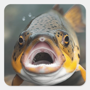 Regenbogenforelle Fliegen Quadratischer Aufkleber