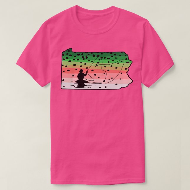 Regenbogenforelle Fliegenfisch Pennsylvania Staat  T-Shirt (Design vorne)