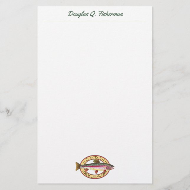 Regenbogenforelle Fliegenfischer TYP Briefpapier (Vorderseite)