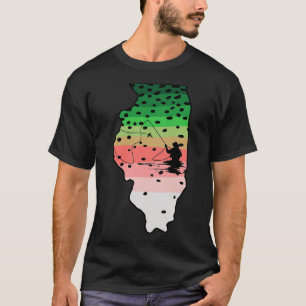 Regenbogenforelle Fly Fish Illinois Fliegenfischen T-Shirt