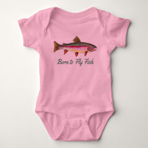 Regenbogenforelle ‚Geboren to Fly Fish‘ Baby Strampler