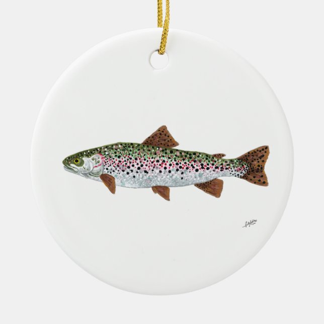 Regenbogenforelle Keramik Ornament (Vorne)