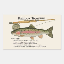 Regenbogenforelle (Oncorhynchus mykiss) – Japanisc Rechteckiger Aufkleber