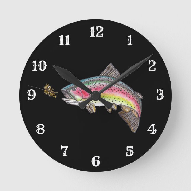 Regenbogenforelle Runde Wanduhr (Vorderseite)