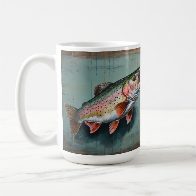 Regenbogenforelle, rustikal, Cabin vibe, Bauernsti Kaffeetasse (Links)