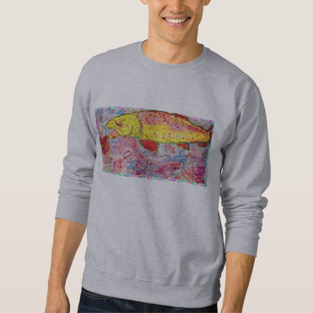 Regenbogenforelle-Siebdruckblick Sweatshirt (Vorderseite)