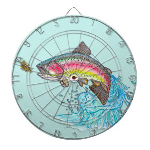 Regenbogenforelle Springt Fliegenfischen Dartscheibe