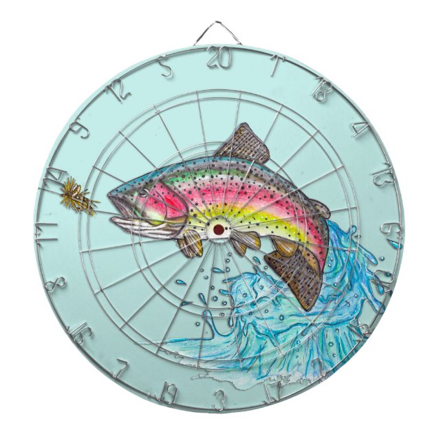 Regenbogenforelle Springt Fliegenfischen Dartscheibe (vorne)