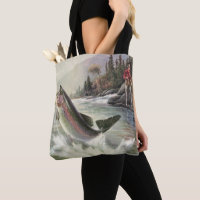 Regenbogenforelle, Vintage-Angler fischt Fische