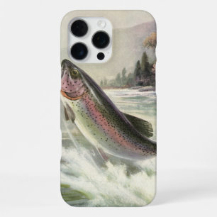 Regenbogenforelle, Vintage-Angler fischt Fische iPhone 16 Pro Max Hülle